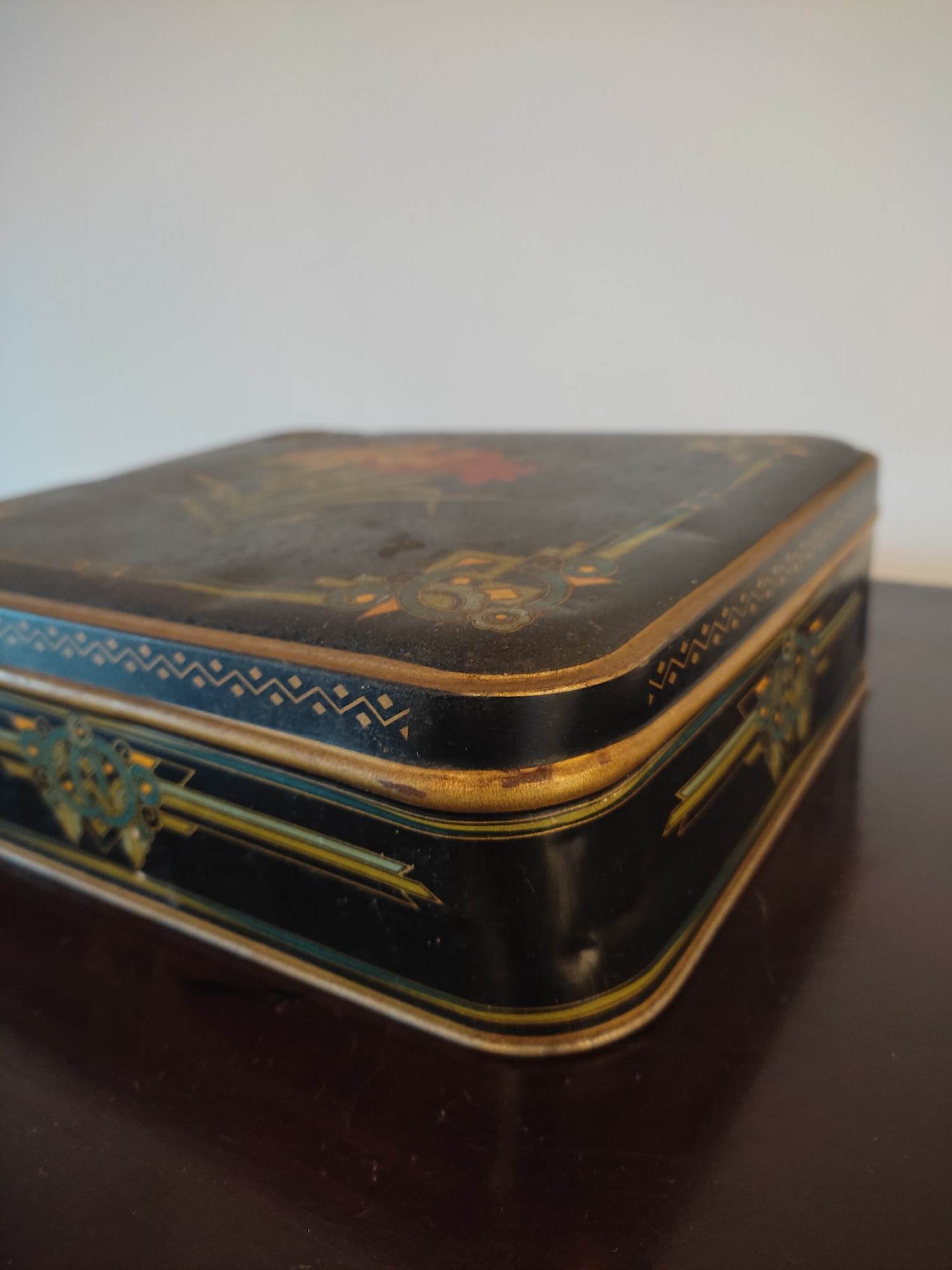 Antique art deco metal box