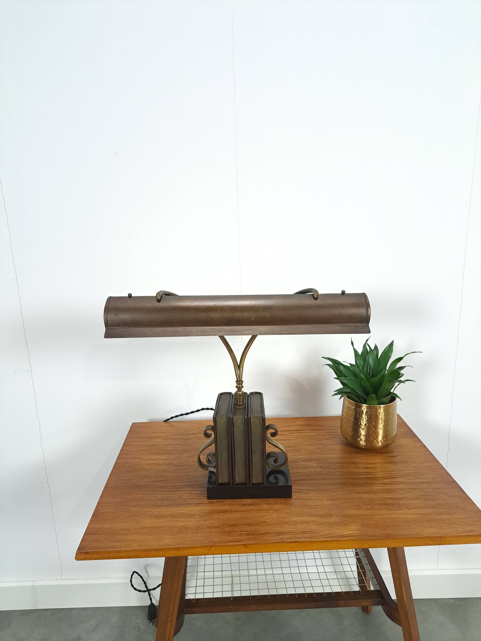Lampe de bureau en bronze, lampe de banquier