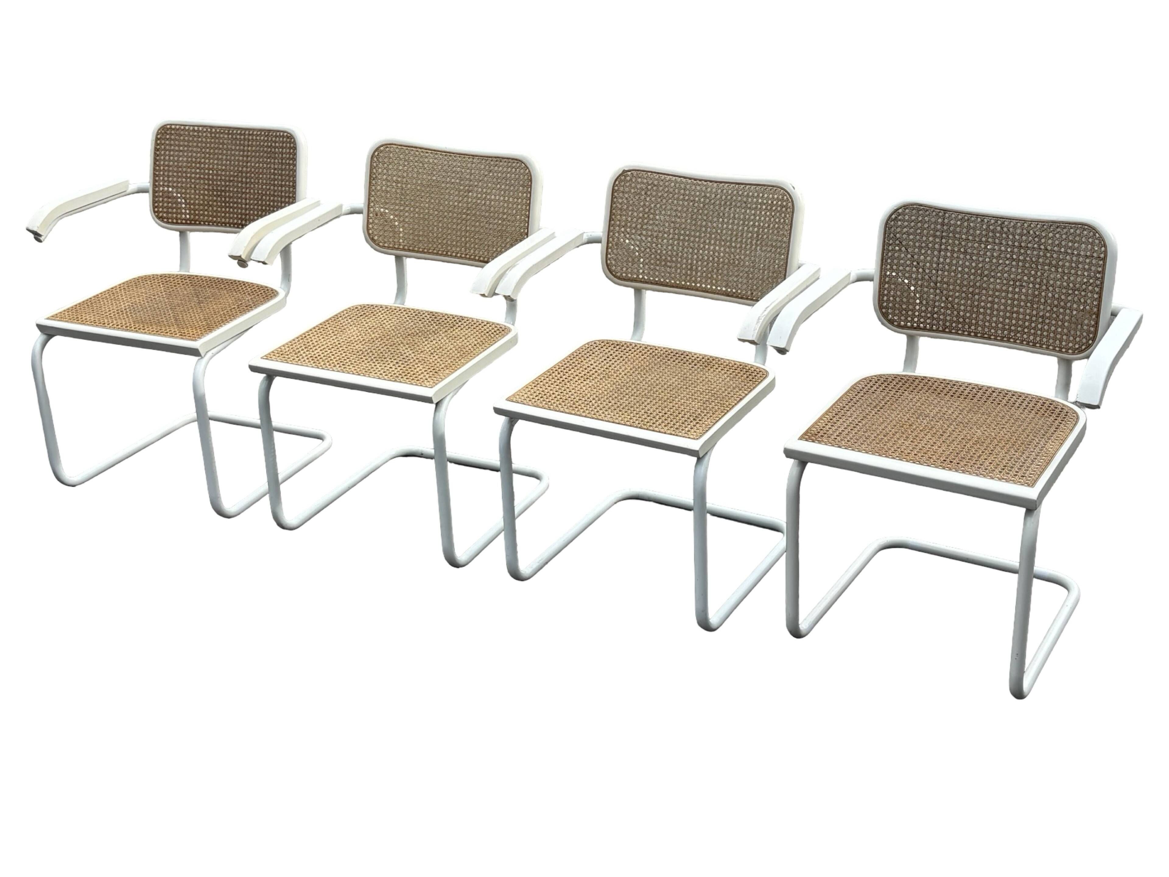 Set of 4 Cesca chairs model B64 with armrests Cesca Marcel breuer design