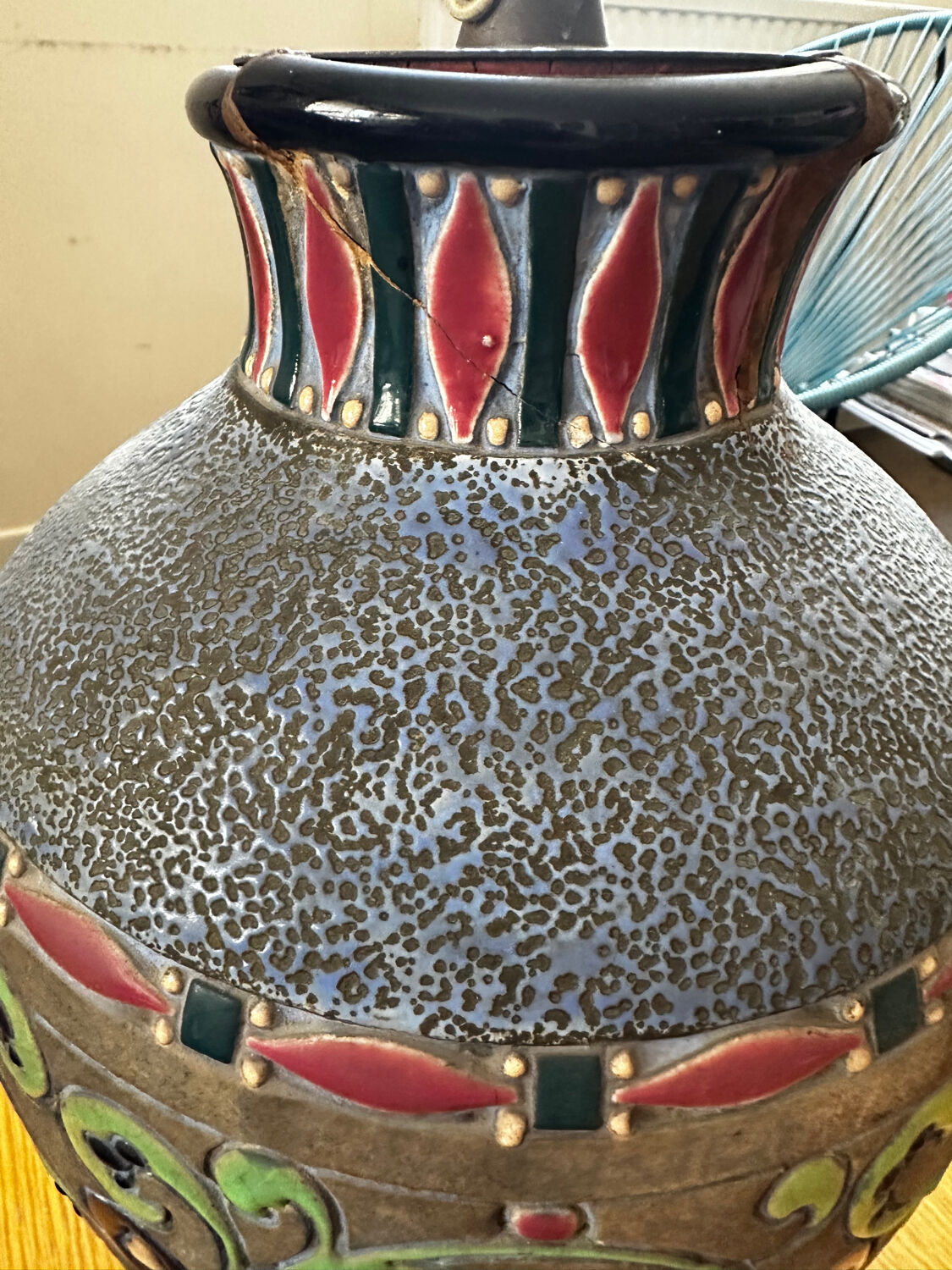 Amphora lamp vase Czechoslovakia Art Deco H 30 cm