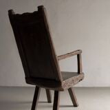 Antique primitive carved oak arm chair, Belgium