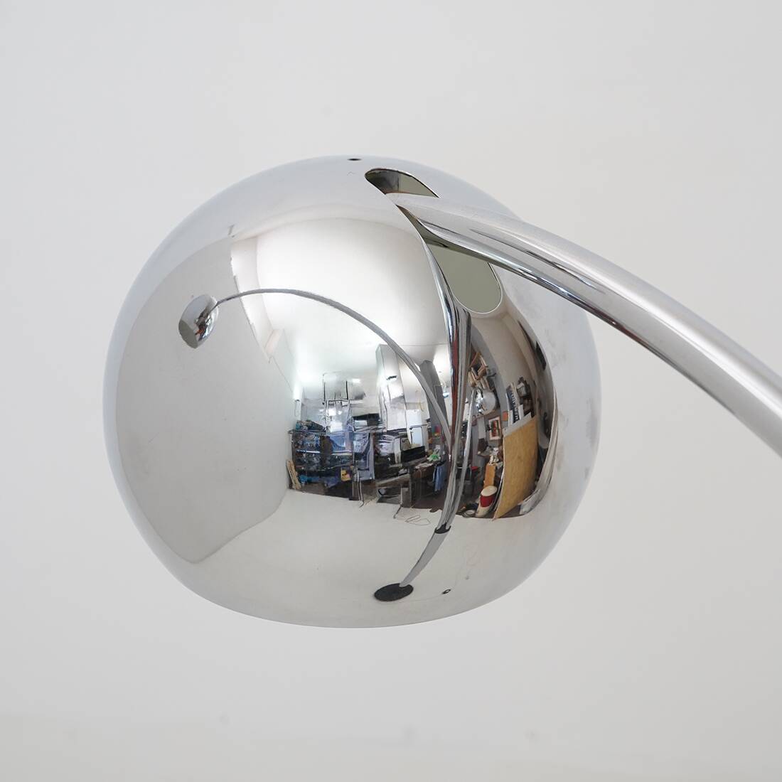 3-arm floor lamp in chromed metal, 1970s