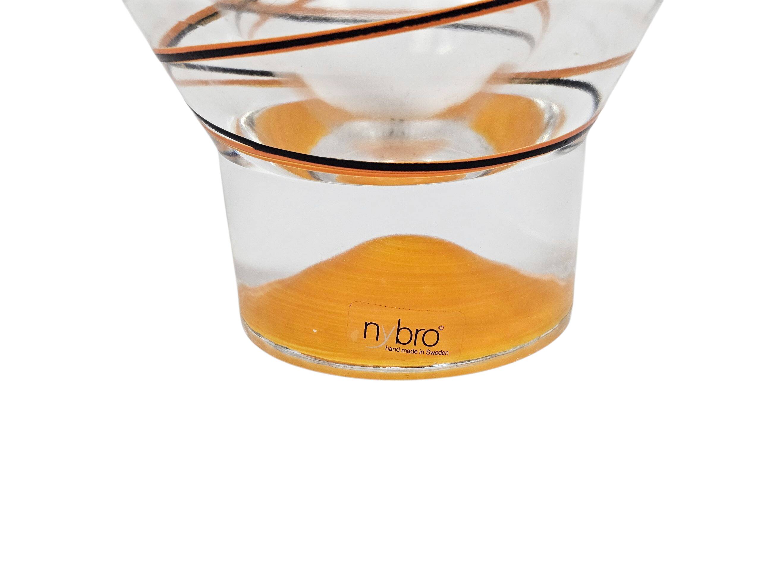 Nybro - Suède - Fait main - vase pendule - verre - cristal - années 1990