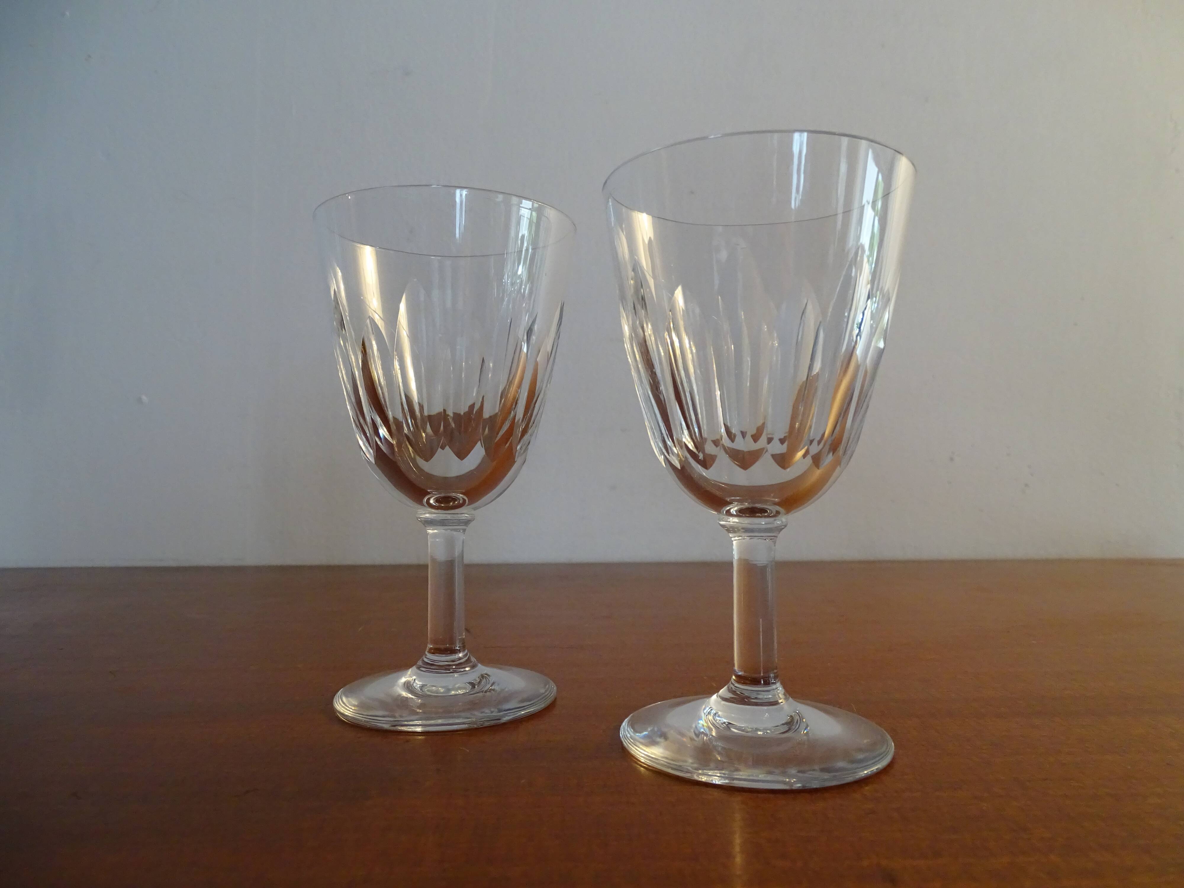 2 old white wine glasses Baccarat crystal model CASSINO - 12 cm