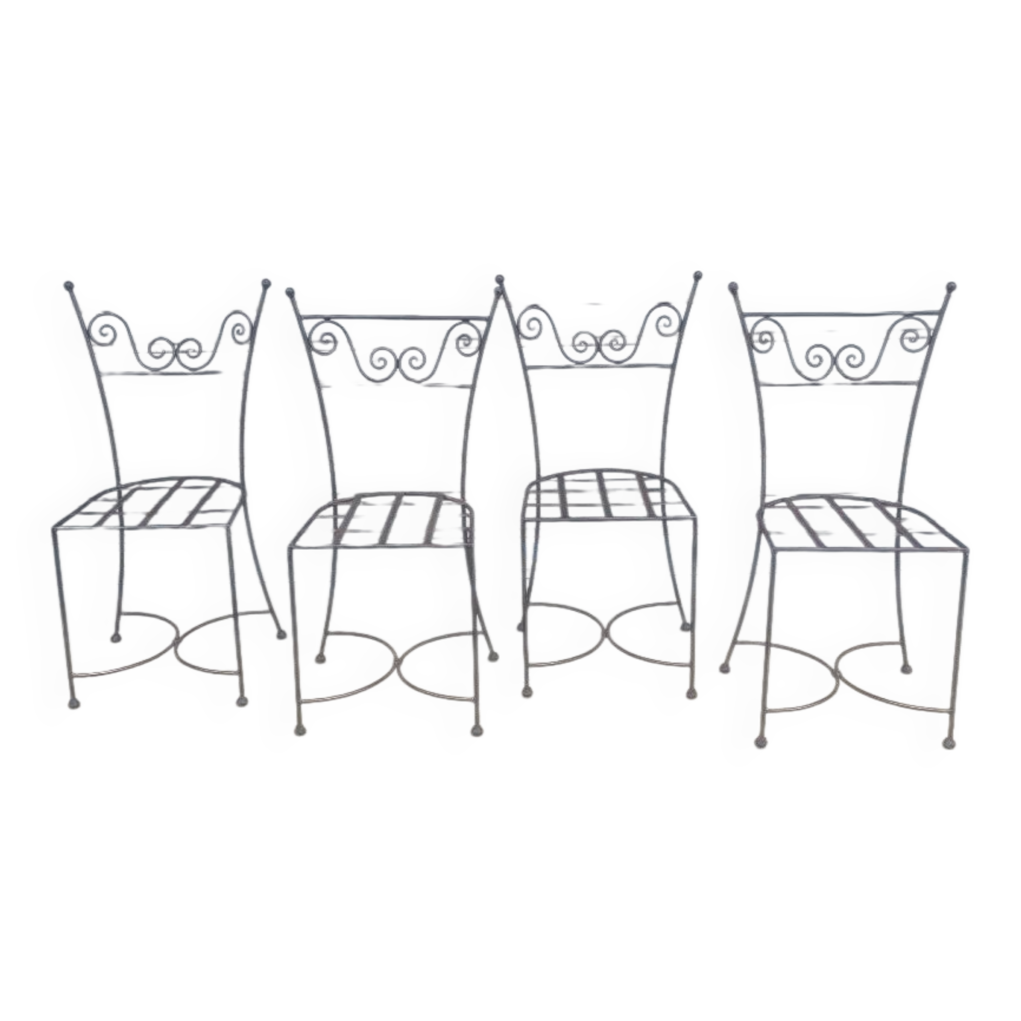 Set of four wrought iron chairs 1960