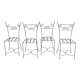 Set of four wrought iron chairs 1960