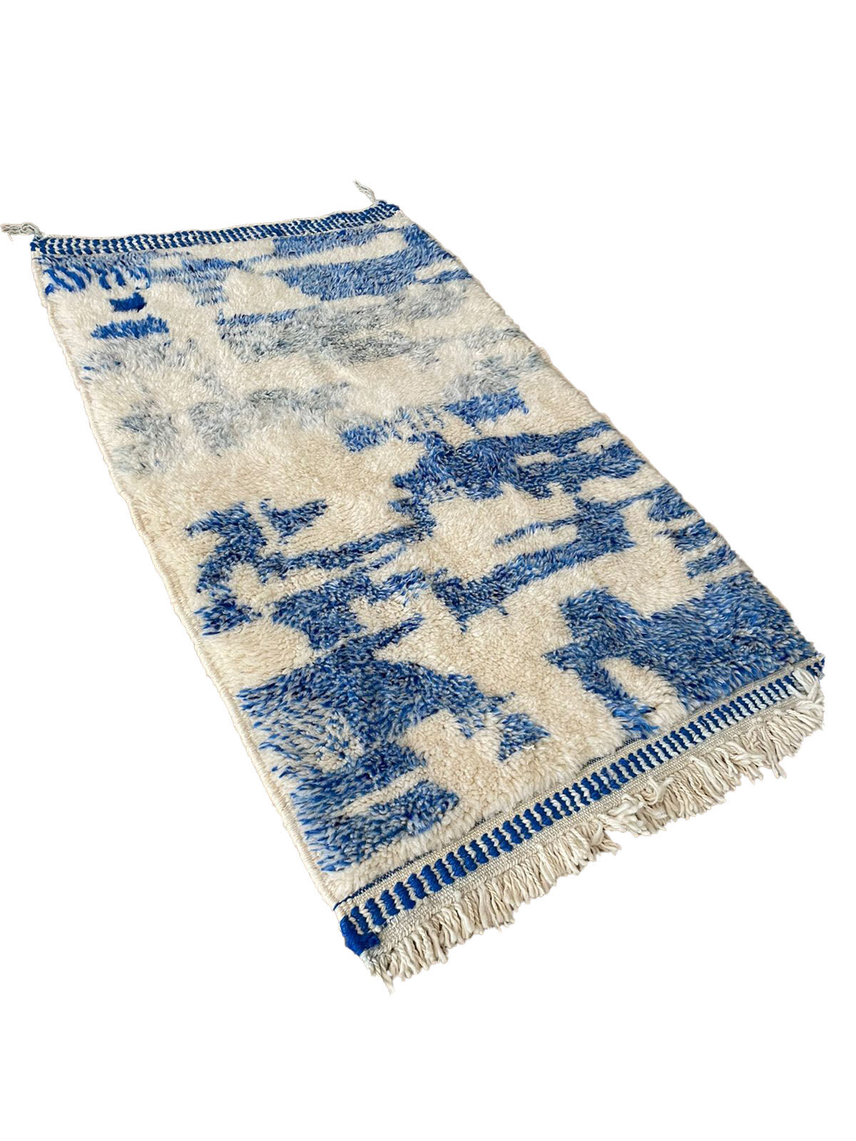 Berber carpet with blue patterns