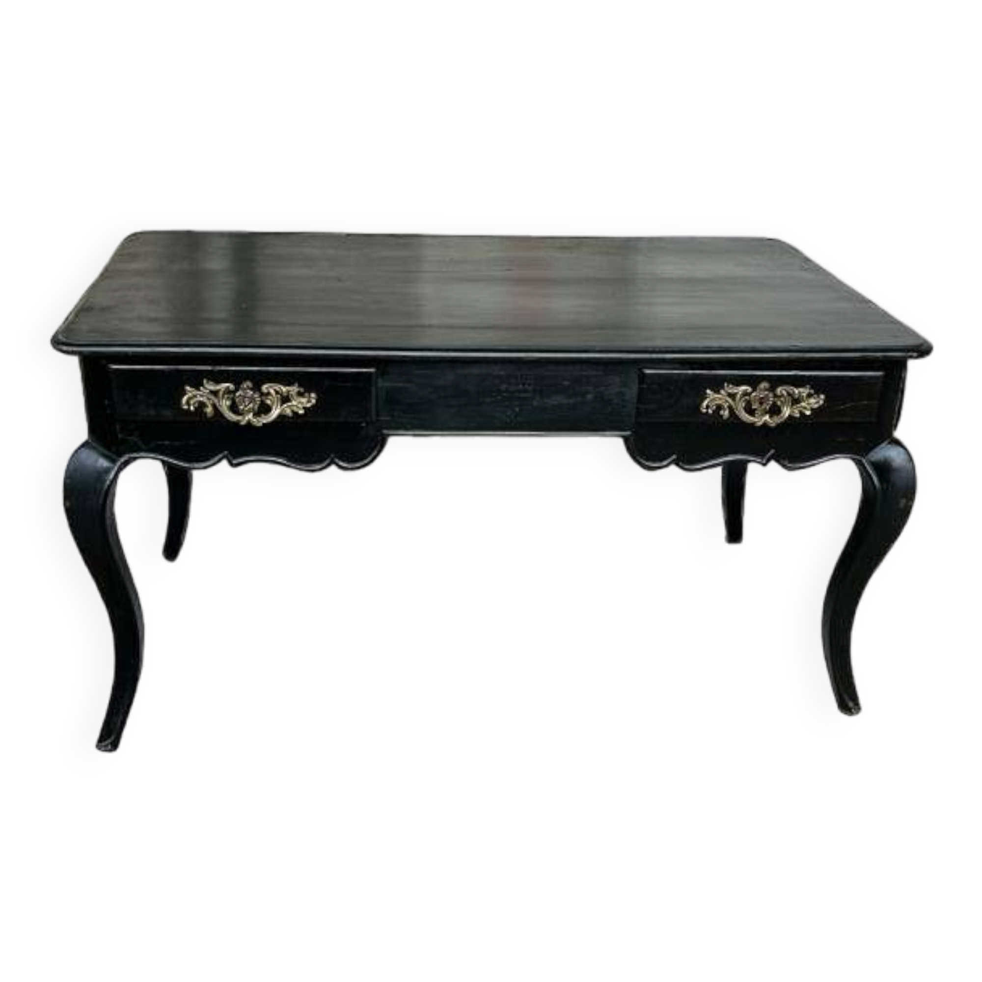 Louis XV Style Flat Desk Black Lacquered 19th Century