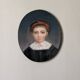 Pastel antique portrait jeune fille tableau ovale décoration campagne XIX