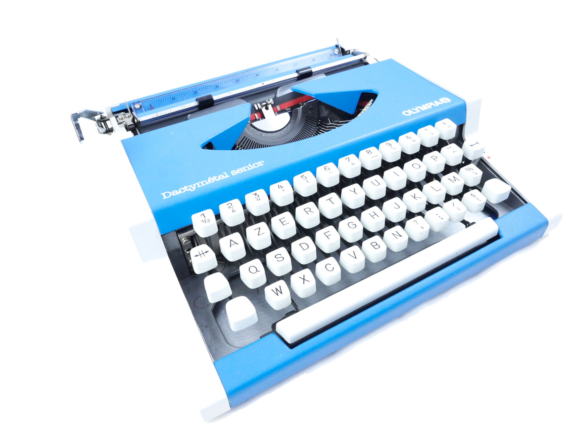 Revised Blue Olympia Dactymetal typewriter
