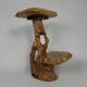 Plant table with 2 shelves, vintage wooden sculpture, USA 1950s