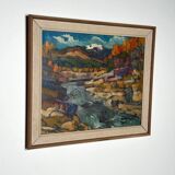 Original Mid Century Swedish Oil On Canvas – “Autumn, Offerdal Mountains, Jämtland” By Nils Öberg – Vintage & Framed – 45 × 53 Cm