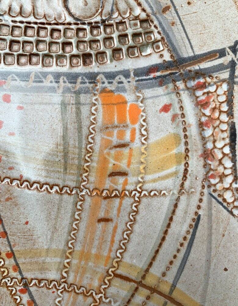 Large German ceramic plate with fish from the mid-century.