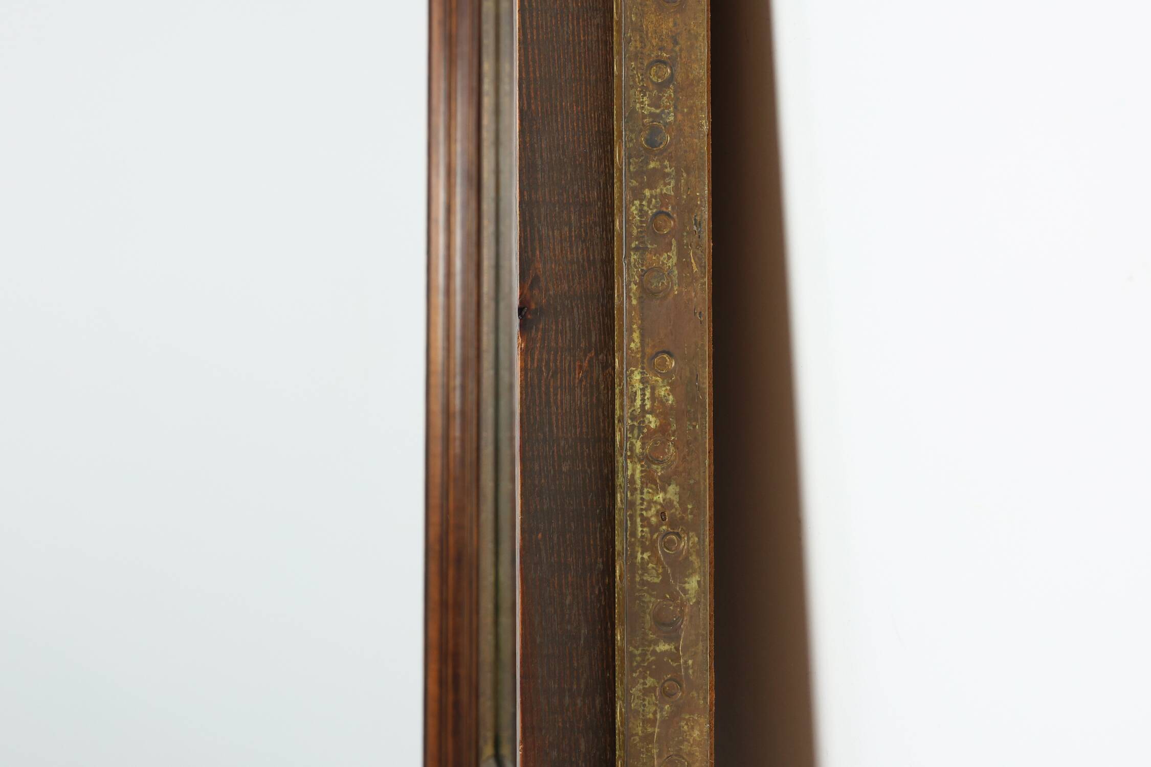 Wooden Mirror with Copper Details, Belgium 1970s