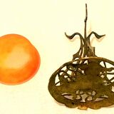 Art-Nouveau ring in glass paste on bronze frame in perfect condition