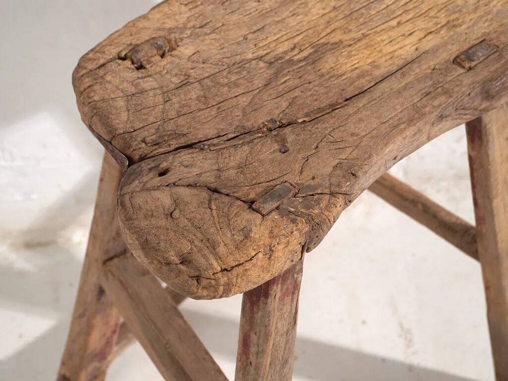 Antique stool in wabi-sabi style (c.1900) #9