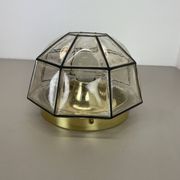 Ceiling Light "Iron Rings" made of Brass and Glass by Glashütte Limburg, Germany, 1970s