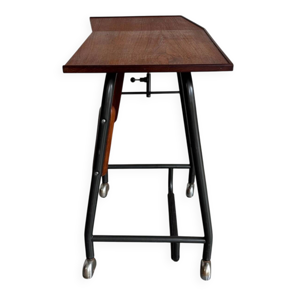 Chariot de machine à écrire vintage - table d'appoint en teck
