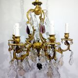 6-light bronze and crystal chandelier