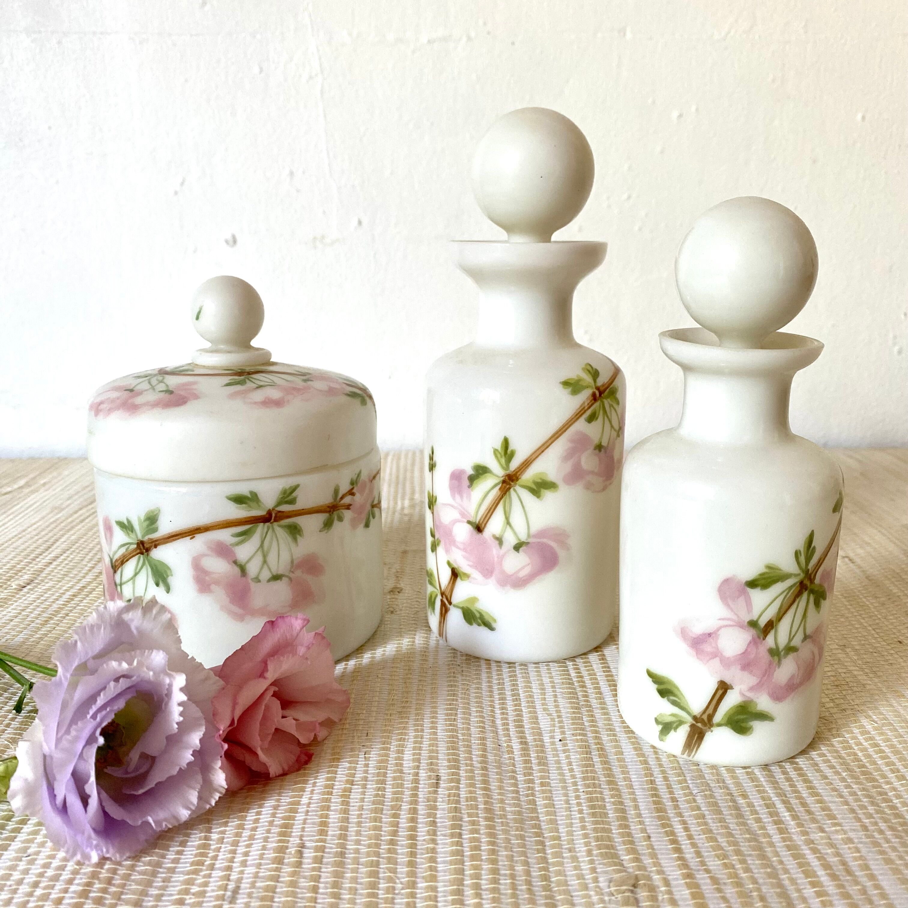 Old opaline bottles, perfume, bathroom