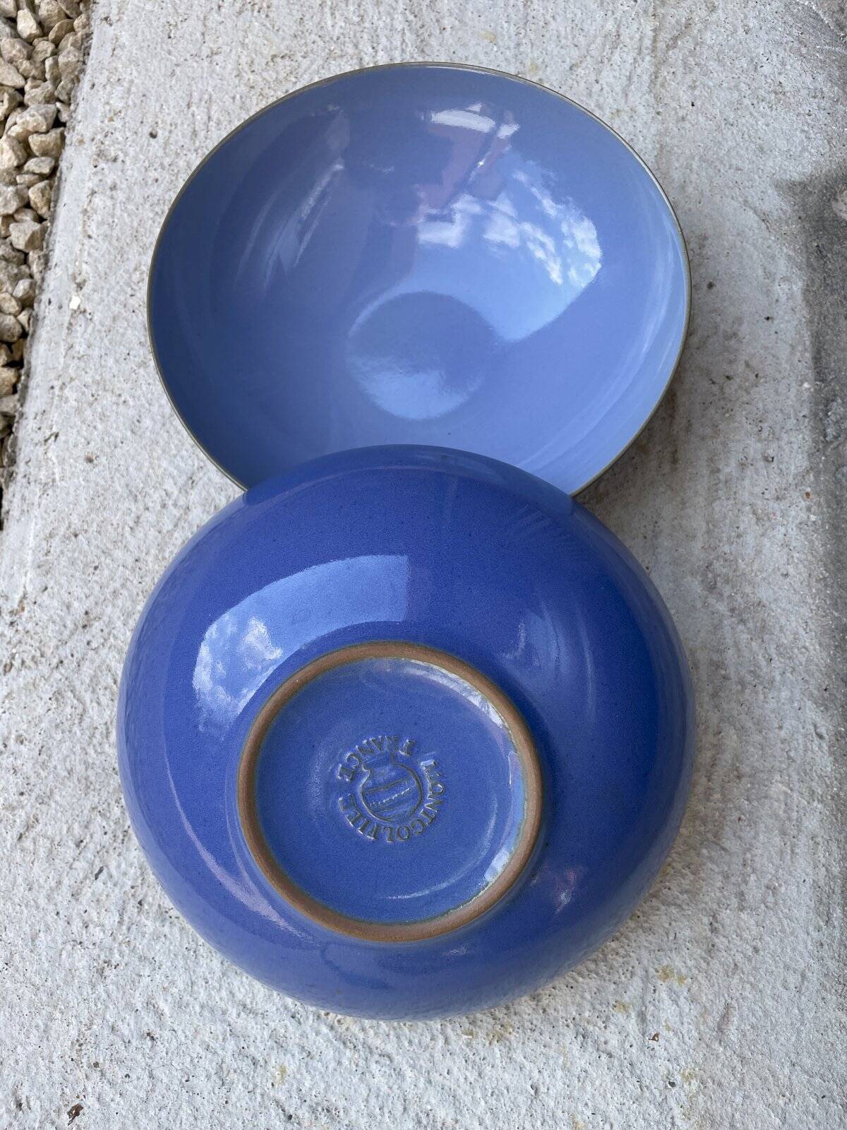 Set of 2 Montgolfier Blue Stoneware Deep Plates