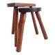 Antic Rustic Wabisabi Tripod Wooden Stools/ Accent Tables, France, Early 20th-C.