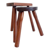 Antic Rustic Wabisabi Tripod Wooden Stools/ Accent Tables, France, Early 20th-C.