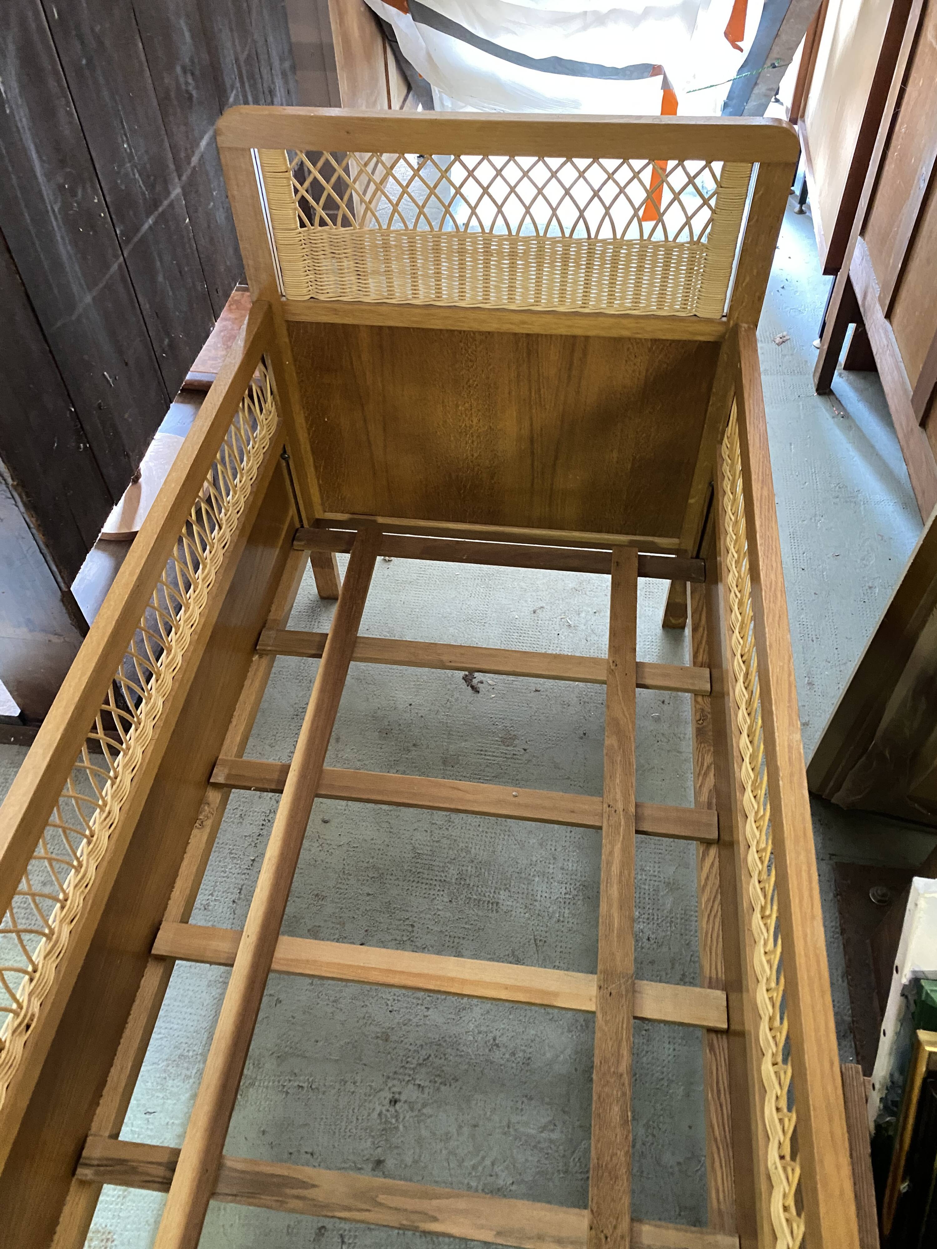 Vintage rattan and wicker children's bed