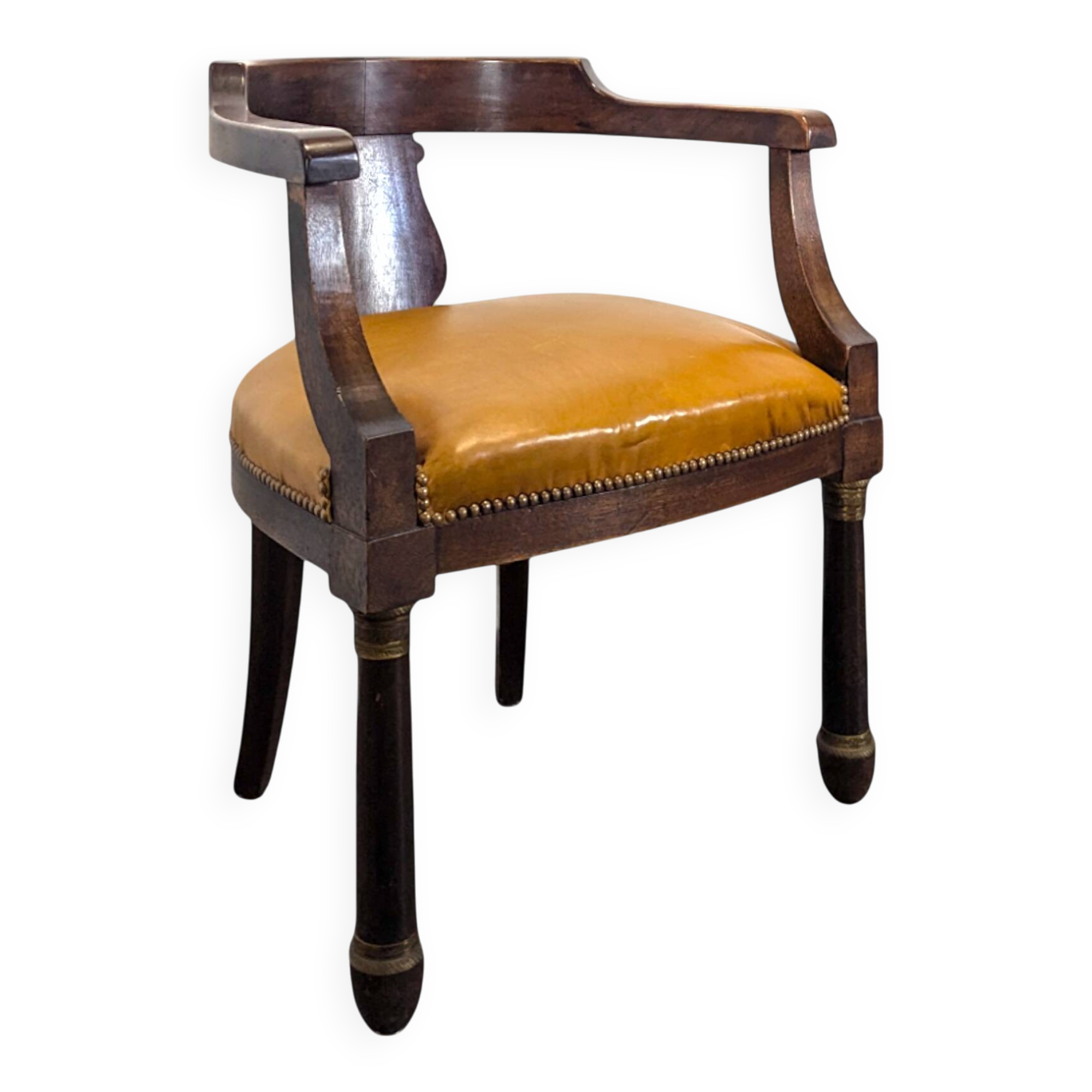 Empire style armchair in mahogany veneer
