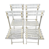 4 folding chairs garden style gilded metal structure and plexiglass slats