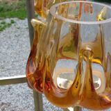 1970s design floor lamp in gold and orange chrome metal with 4 glass tulips