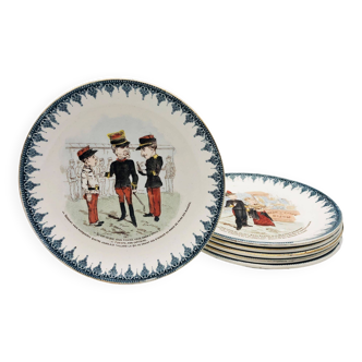 6 Assiettes humoristiques de Choisy le Roi : L'armée française