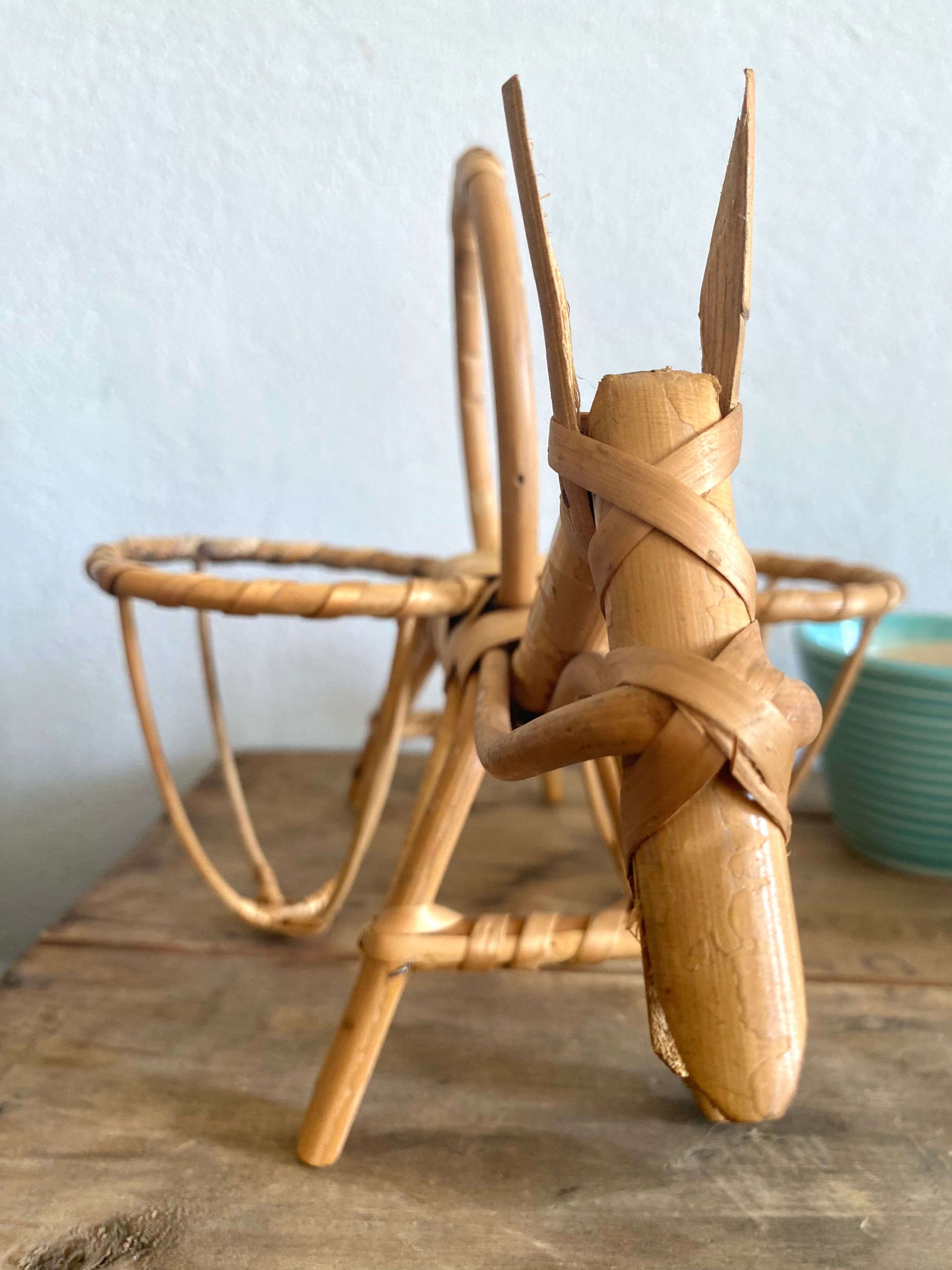 Rattan plant holder, small donkey shape