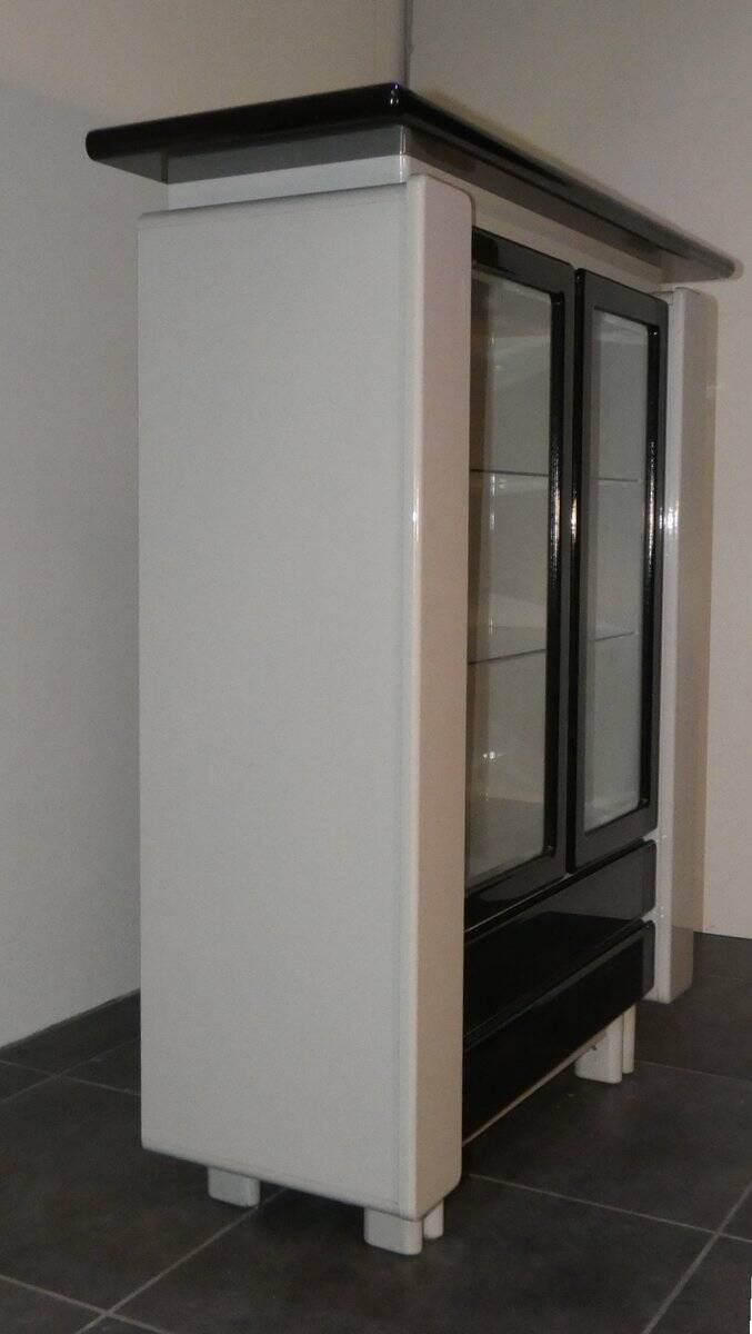 Bicolour lacquered wood bar cabinet, Italy, 1980s