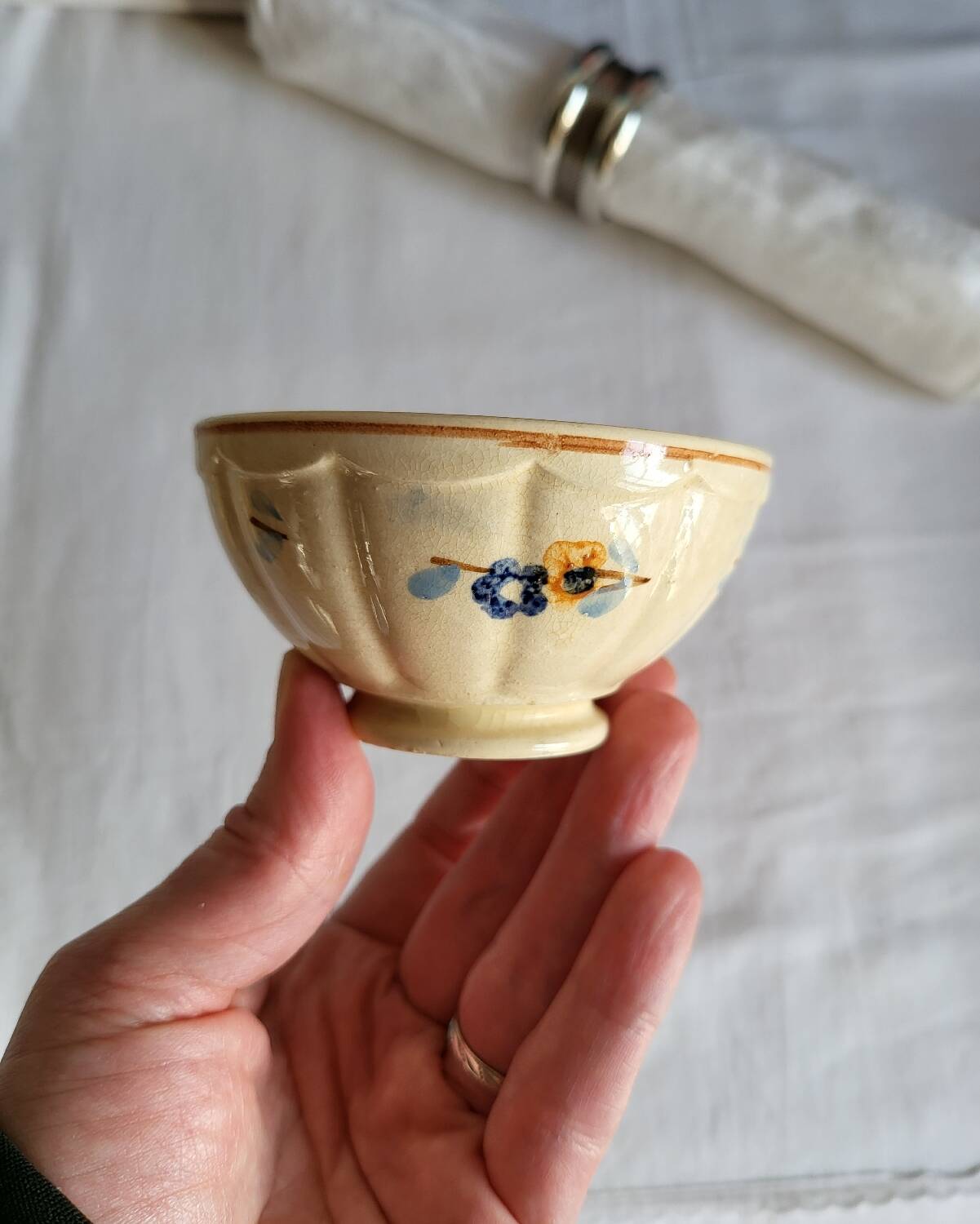 Small Antique Bowl in Earthenware Sarreguemines Beige