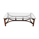 Glass and rattan coffee table