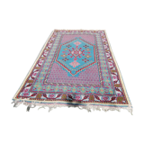 Tunisian carpet in turquoise wool and fuchsia 157x267cm
