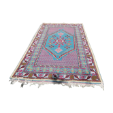 Tunisian carpet in turquoise wool and fuchsia 157x267cm