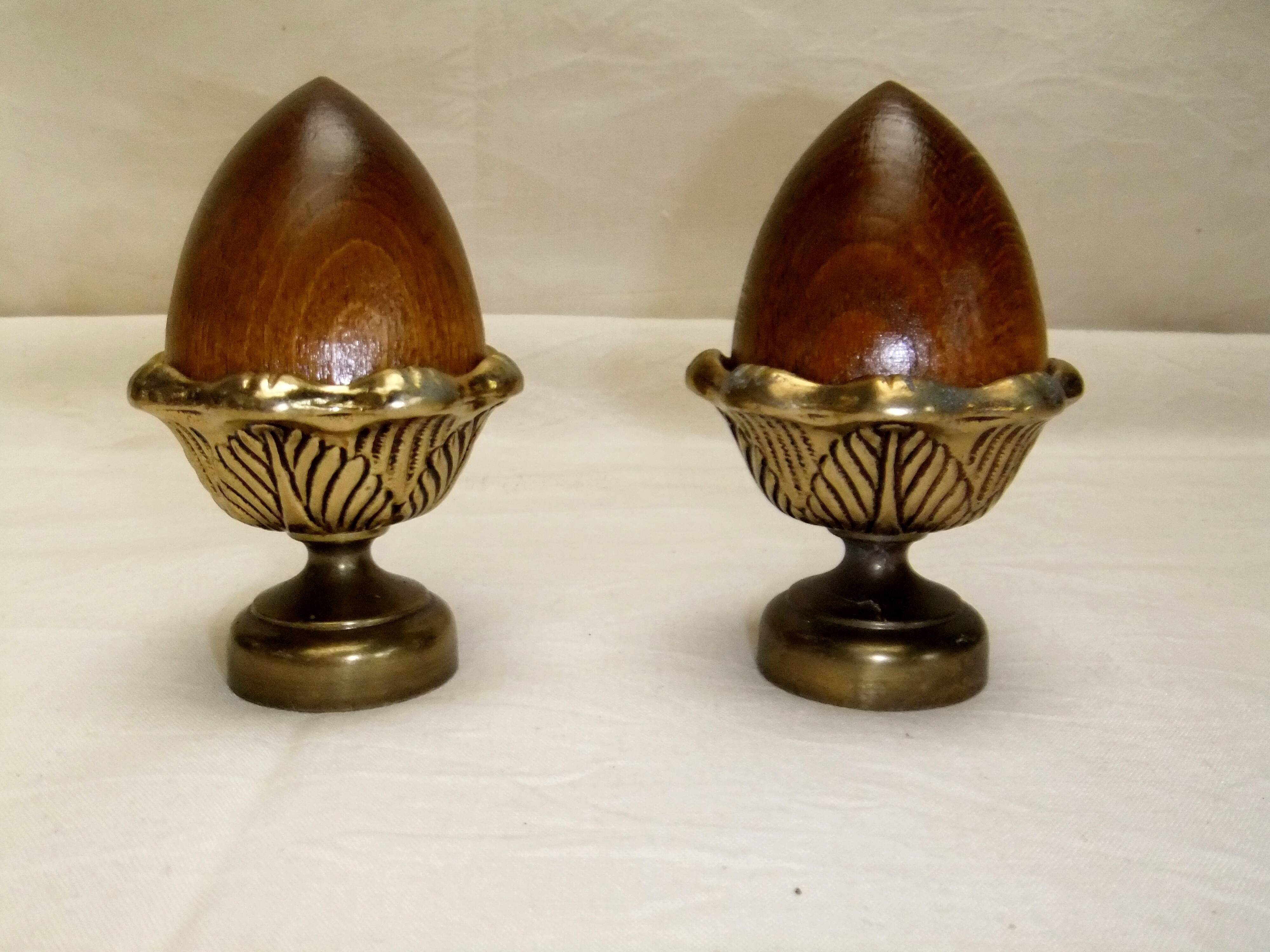 Pine cone bronze wood ornament staircase ball end curtain rod