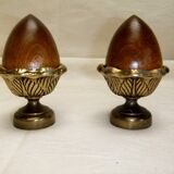 Pine cone bronze wood ornament staircase ball end curtain rod