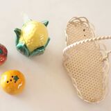 Salt and pepper set in slip and its basket