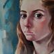Portrait of a young girl oil on canvas by Meerbeeck