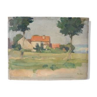 Peinture de Jos Gass (XX) - paysage provençale Huile sur carton