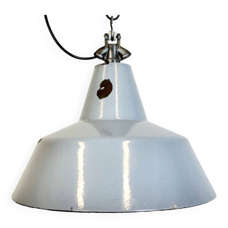 Industrial grey enamel factory pendant lamp, 1960s
