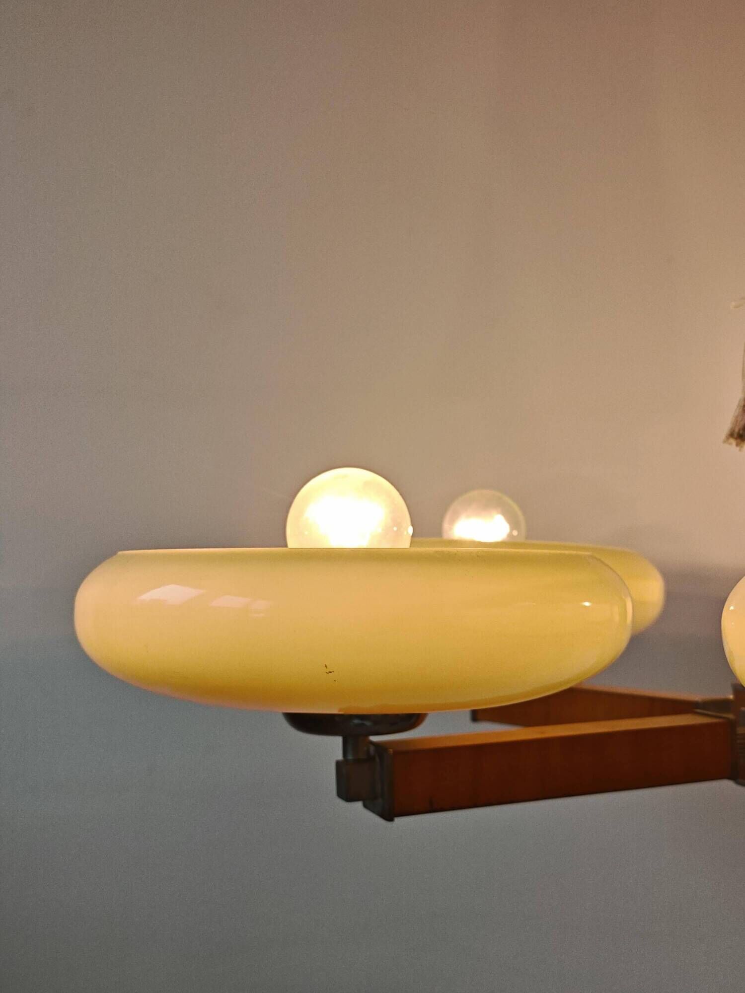Art Deco Chandelier with 5 Arms and Round Shades from the 1930s