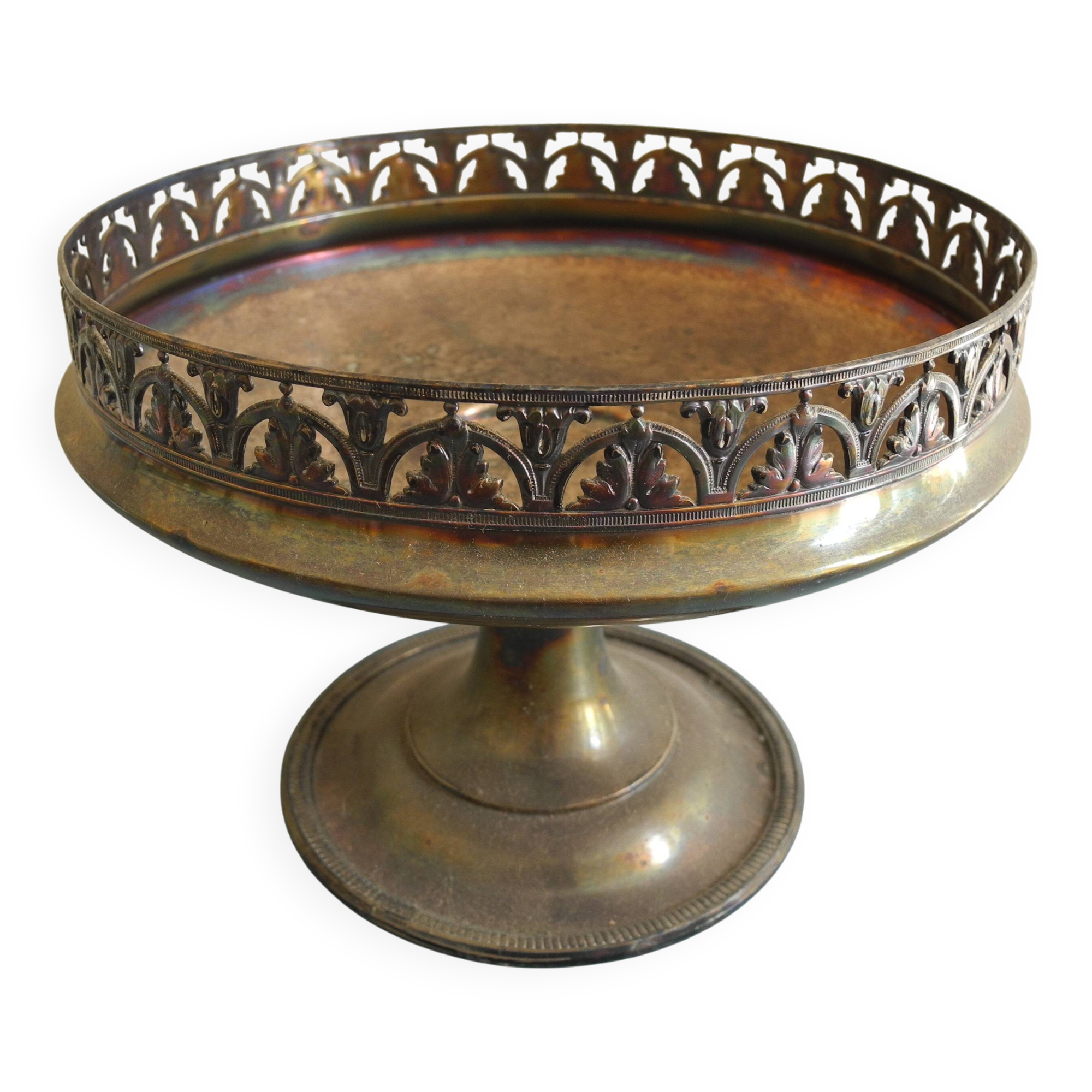 old silver-plated metal bowl cup shabby chic