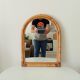 Vintage bohemian arch mirror in bamboo and rattan