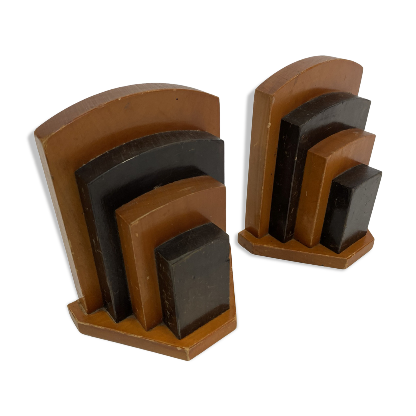 Art Deco bookends wood minimalist design set