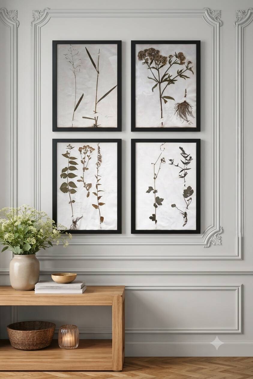 Framed old herbariums, set of 4