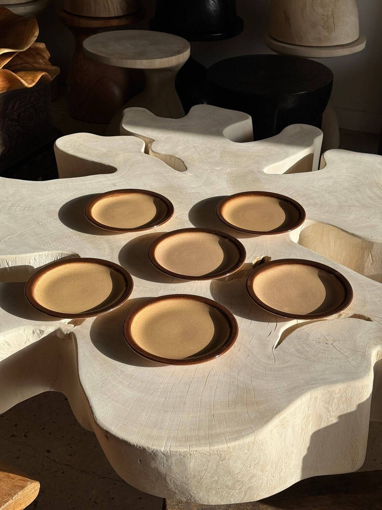 Set of 6 small stoneware dessert plates, Oxford brand, made in Brazil
